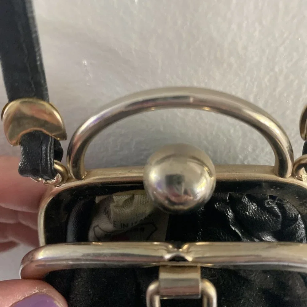 RARE Vintage Antique Evening Bag Italian Leather Suede Clasp Vgc​ - Picture 8 of 10